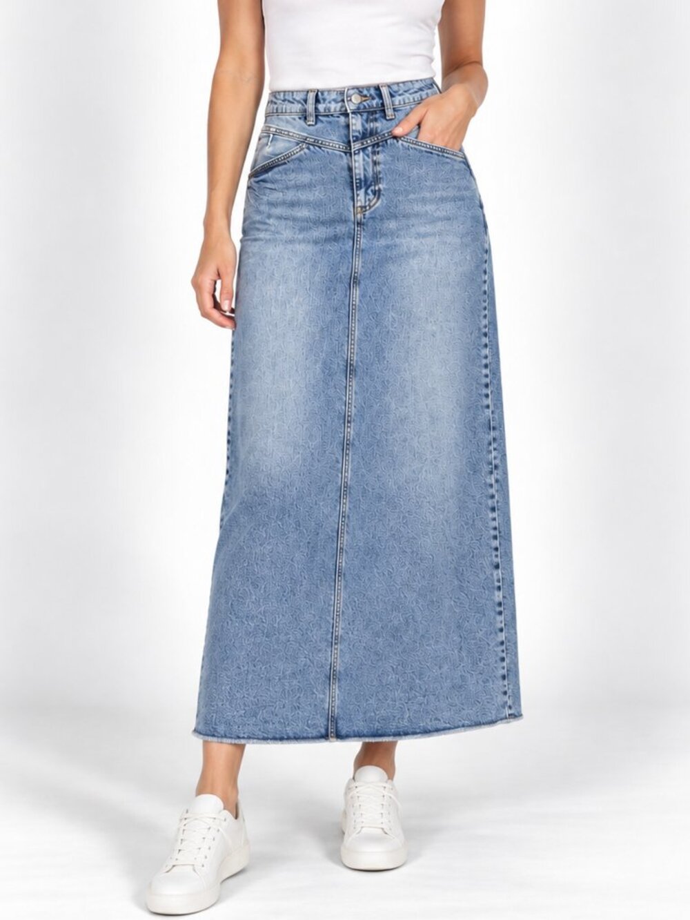 We The Free Free People Denim Maxi Skirt 0 Blue High Rise A Line Western Y2K